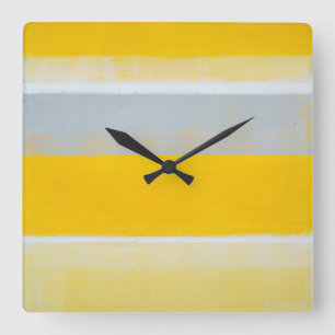 'Tripped' Grey and Yellow Abstract Art Clock