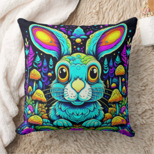 Tripped Out Shroom Rabbit Cushion