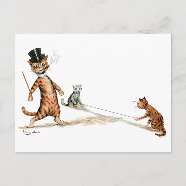 Tripping Cat Louis Wain Postcard (Front)