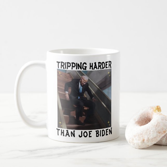 Tripping Harder Than Joe Biden Coffee Mug (With Donut)