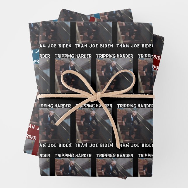 Tripping Harder Than Joe Biden Wrapping Paper Sheet (In situ)