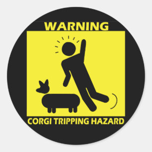 Tripping Hazard - Corgi Classic Round Sticker