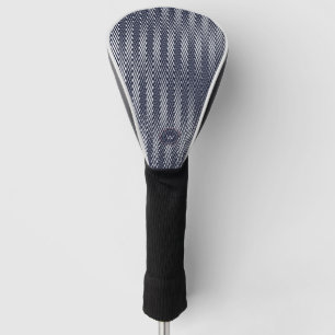 Trippy Abstract Black & White Stripes, Monogramed Golf Head Cover