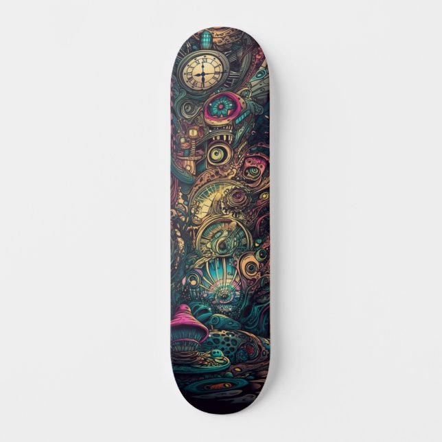 Trippy Abstract Lose Yourself In Time Skate Board (Front)