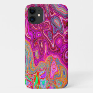 Trippy Abstract Magenta Rainbow Colours Retro Art iPhone 11 Case