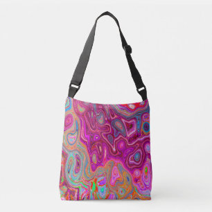Trippy Abstract Magenta Rainbow Colours Retro Art Crossbody Bag