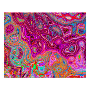 Trippy Abstract Magenta Rainbow Colours Retro Art Poster