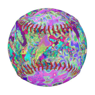 Trippy Abstract Pink and Purple Flowers Baseball