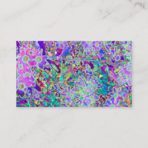 Trippy Abstract Pink and Purple Flowers Business Card