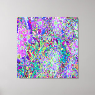 Trippy Abstract Pink and Purple Flowers Canvas Print