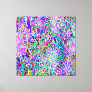 Trippy Abstract Pink and Purple Flowers Canvas Print
