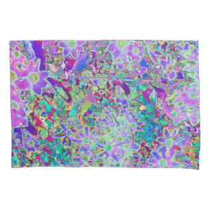 Trippy Abstract Pink and Purple Flowers Pillowcase