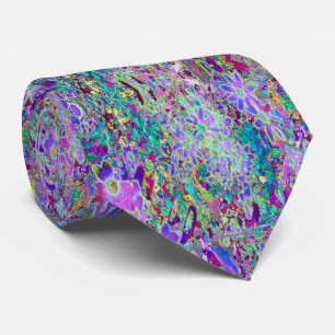 Trippy Abstract Pink and Purple Flowers Tie