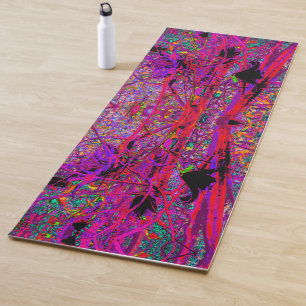 Trippy Abstract Rainbow Oriental Lily Flowers Yoga Mat