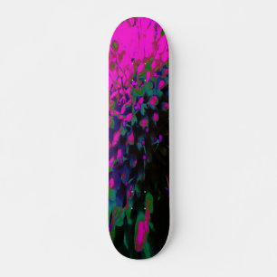 Trippy Abstract Retro Hot Pink and Black Flower Skateboard