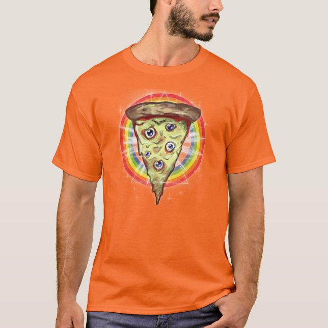 Trippy Acid Rainbow pizza shirt (Front)