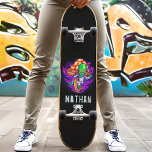 Trippy Alien Mushroom Personalised Name Skateboard<br><div class="desc">Trippy Alien Mushroom Personalised Name skateboard</div>