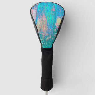 Trippy Aqua Sunrise with Psychedelic Flowers Golf Head Cover