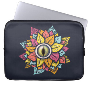 Trippy art colourful eye flower laptop sleeve