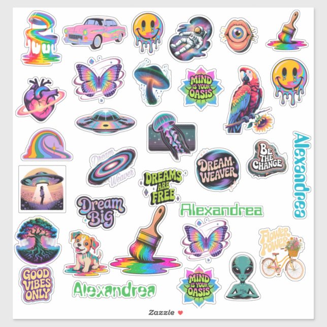 Trippy Art Custom-Cut Vinyl Sticker (Sheet)