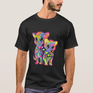 Trippy Art Mushroom Cat Psychedelic Festival  T-Shirt
