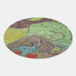 Trippy Artwork Design Oval Sticker