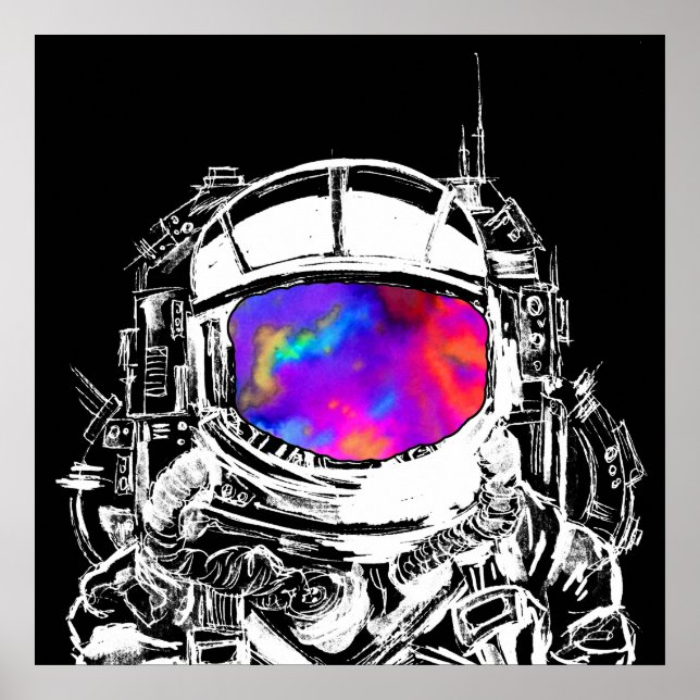 Trippy Astronaut Head Poster (Front)