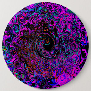 Trippy Black and Magenta Retro Liquid Swirl 6 Cm Round Badge