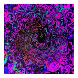 Trippy Black and Magenta Retro Liquid Swirl Acrylic Print