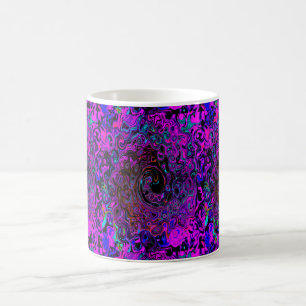 Trippy Black and Magenta Retro Liquid Swirl Coffee Mug