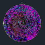 Trippy Black and Magenta Retro Liquid Swirl Dartboard<br><div class="desc">This Original Digital Oil Painting by My Rubio Garden features a Trippy Black and Magenta Retro Liquid Swirl with Hot Pink, Orange, Purple, Aqua and Black Background. The result is a trippy, groovy, abstract design that you will love!</div>