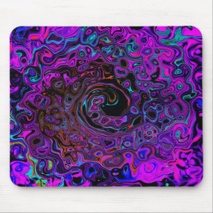 Trippy Black and Magenta Retro Liquid Swirl Mouse Mat