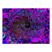 Trippy Black and Magenta Retro Liquid Swirl