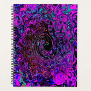 Trippy Black and Magenta Retro Liquid Swirl Planner