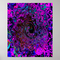 Trippy Black and Magenta Retro Liquid Swirl