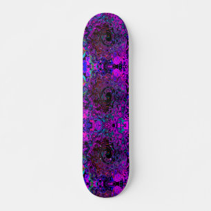 Trippy Black and Magenta Retro Liquid Swirl Skateboard