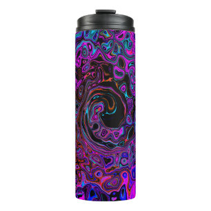 Trippy Black and Magenta Retro Liquid Swirl Thermal Tumbler