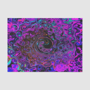 Trippy Black and Magenta Retro Liquid Swirl Tissue Paper