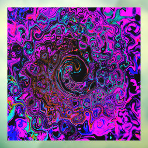 Trippy Black and Magenta Retro Liquid Swirl Window Cling