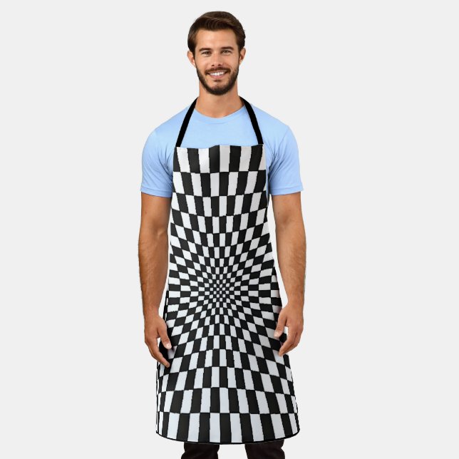 Trippy Black and White chequered  Apron (Worn)