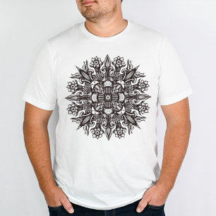Trippy black and white cool psychedelic mandala