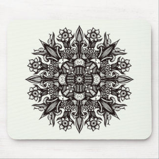 Trippy black and white cool psychedelic mandala mouse mat