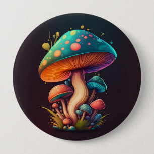 Trippy Blue Amanita Muscaria mushroom 4" Button