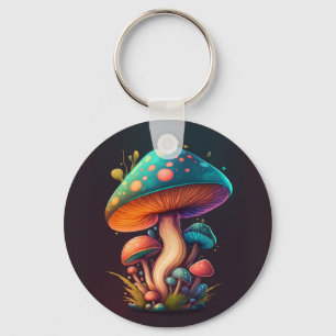 Trippy Blue Amanita Muscaria mushroom Keychain