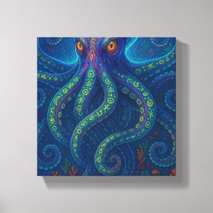 Trippy Blue Octopus Canvas Print