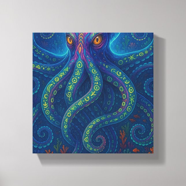 Trippy Blue Octopus  Canvas Print (Front)