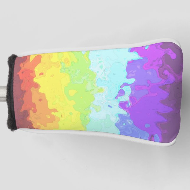 Trippy Boho Groovy Abstract Neurogender Pride Flag Golf Head Cover (Front)