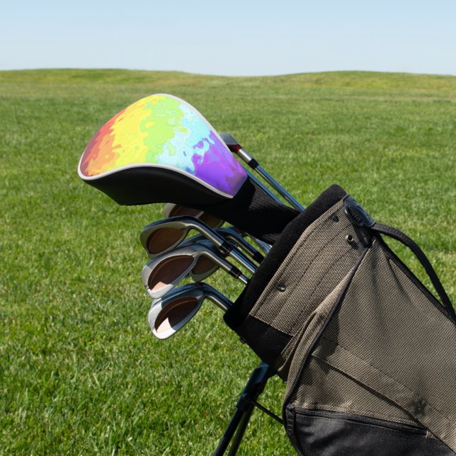 Trippy Boho Groovy Abstract Neurogender Pride Flag Golf Head Cover (In Situ)