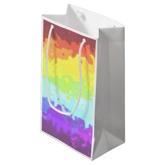 Trippy Boho Groovy Abstract Neurogender Pride Flag Small Gift Bag (Front Angled)
