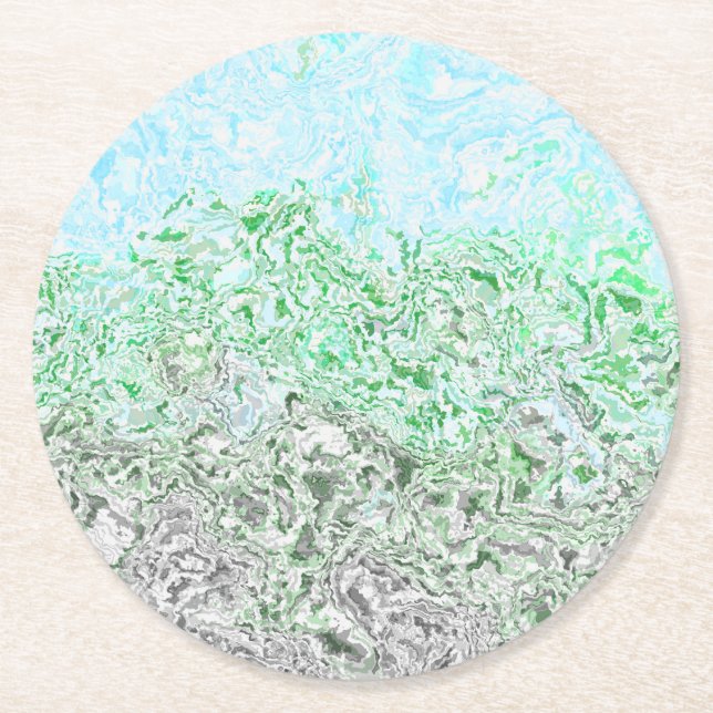 Trippy Boho Groovy Grungy Autoromantic Pride Flag Round Paper Coaster (Front)